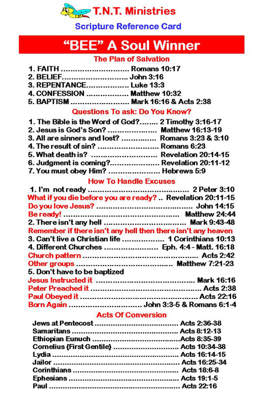 “BEE” a Soul Winner- Scripture Reference Card
